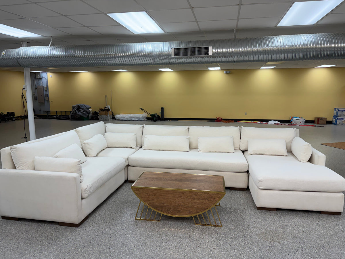 Glenda Quick Ship 170" × 104" Sectional + Right Chaise - Crypton Natural Linen