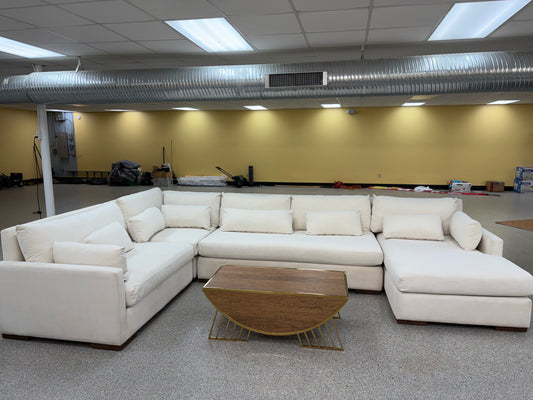 Glenda Quick Ship 170" × 104" Sectional + Right Chaise - Crypton Natural Linen