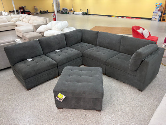 Thomasville Tisdale Modular Sectional 6-piece Dark Gray with Storage Ottoman